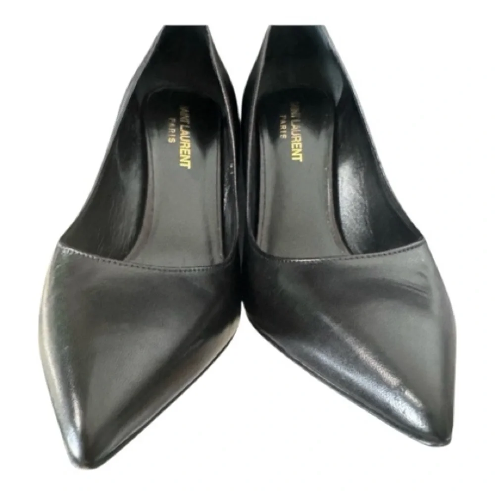 Saint Laurent Paris Black Leather Pointed Toe Pumps | Size 38 | Classic Stiletto - Picture 4 of 6